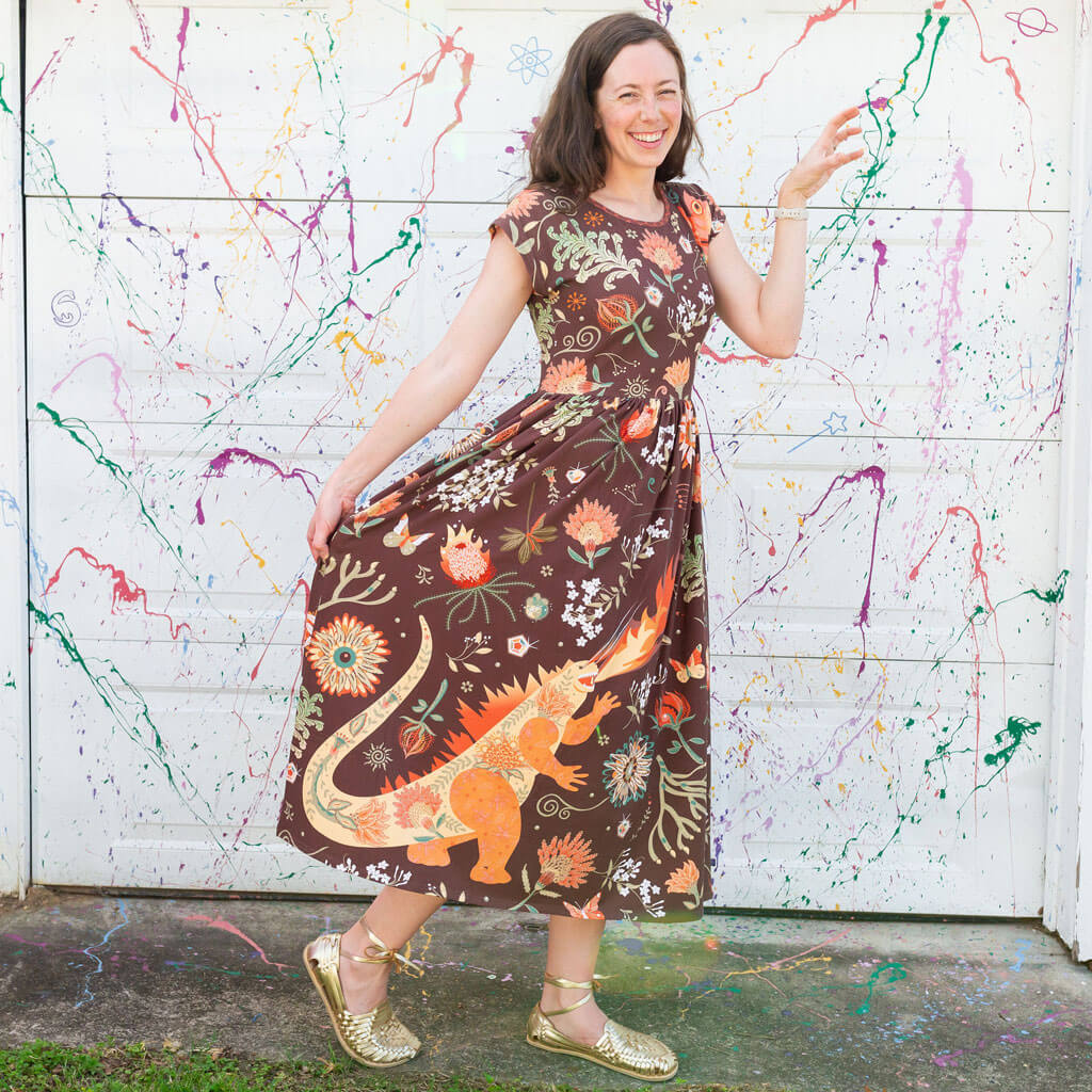 Adult "Beast Mode" Kaiju Monsters Cap Sleeve Maxi Dress with Pockets