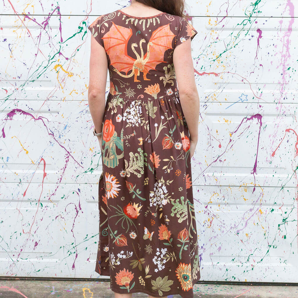 Adult "Beast Mode" Kaiju Monsters Cap Sleeve Maxi Dress with Pockets