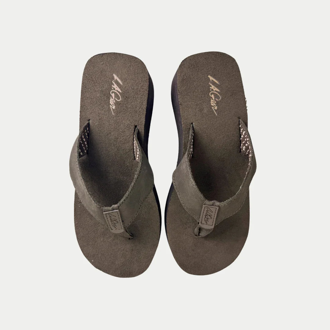 LA Gear Women's Malibu Wedge Flip-Flop – Brown