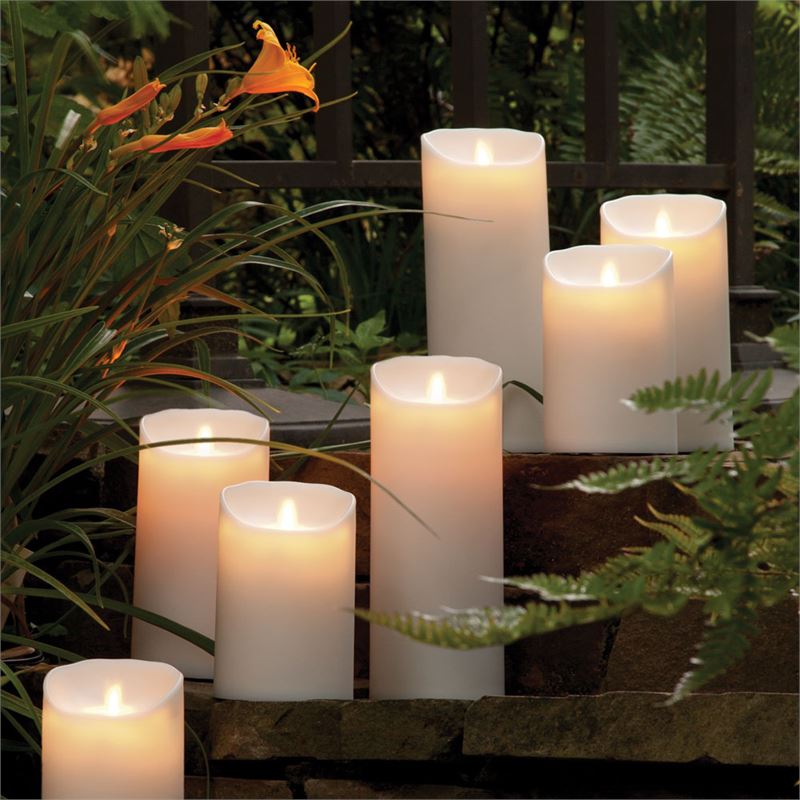 Lightli Moving Flame Outdoor Pillar Candle | IPX4 Rated | Remote Ready | 700-Hour | Small or Large
