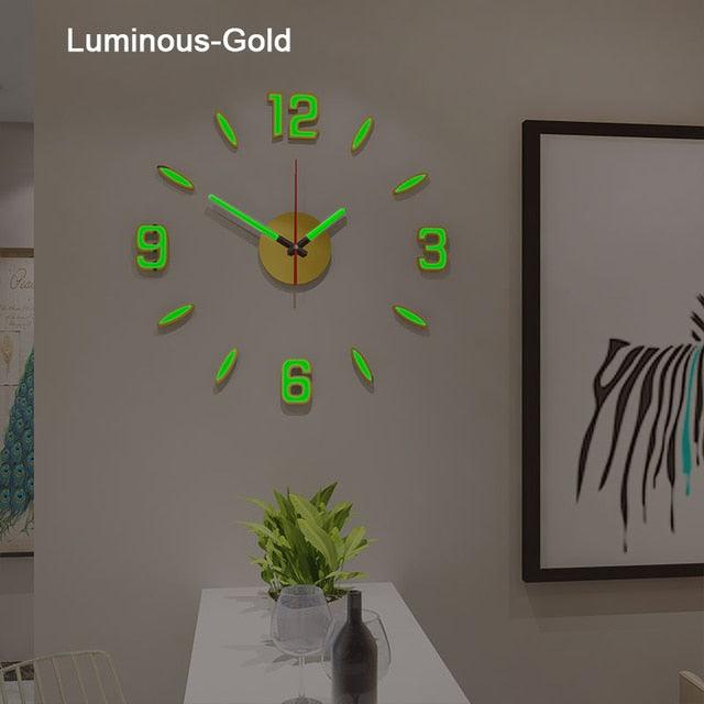 Luminous Silent Wall Clock – Modern Acrylic Analog Clock for Home Decor