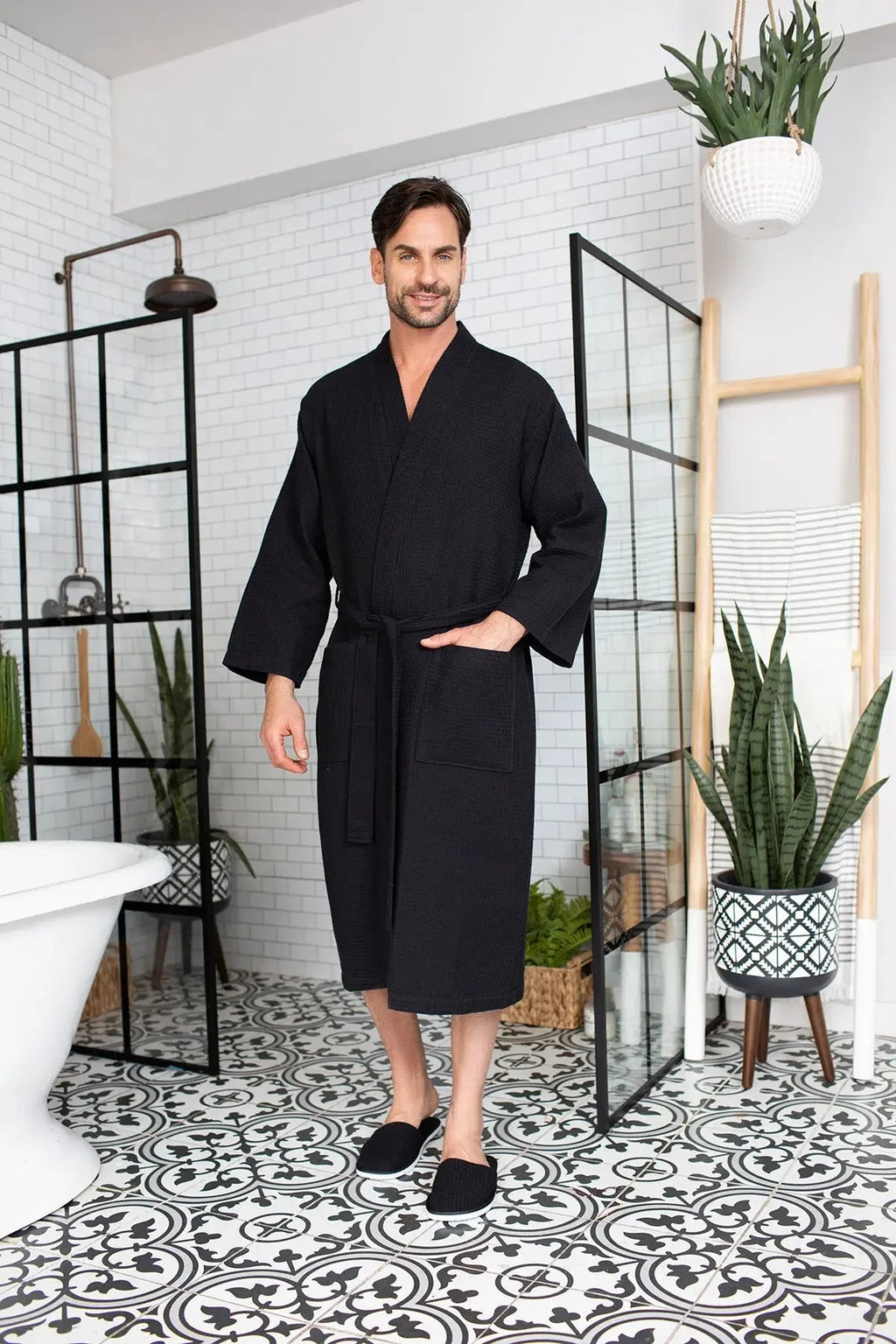 Waffle Spa Robe – Lightweight Quick-Dry Kimono Bath Robe