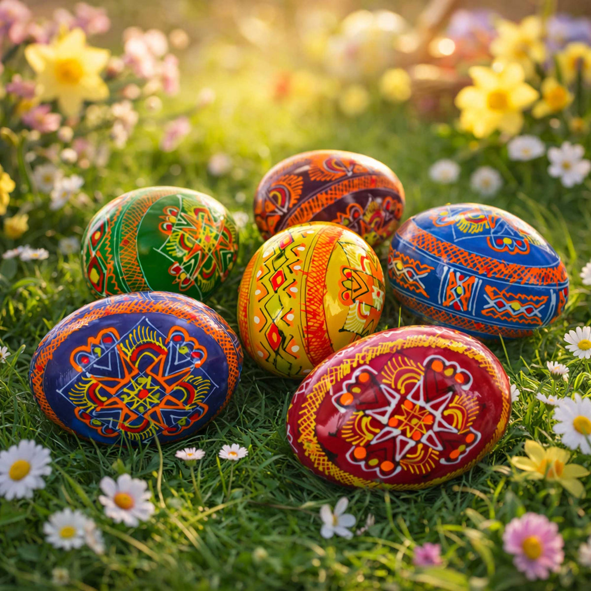 Hand-Painted Ukrainian Easter Eggs - Set of 6