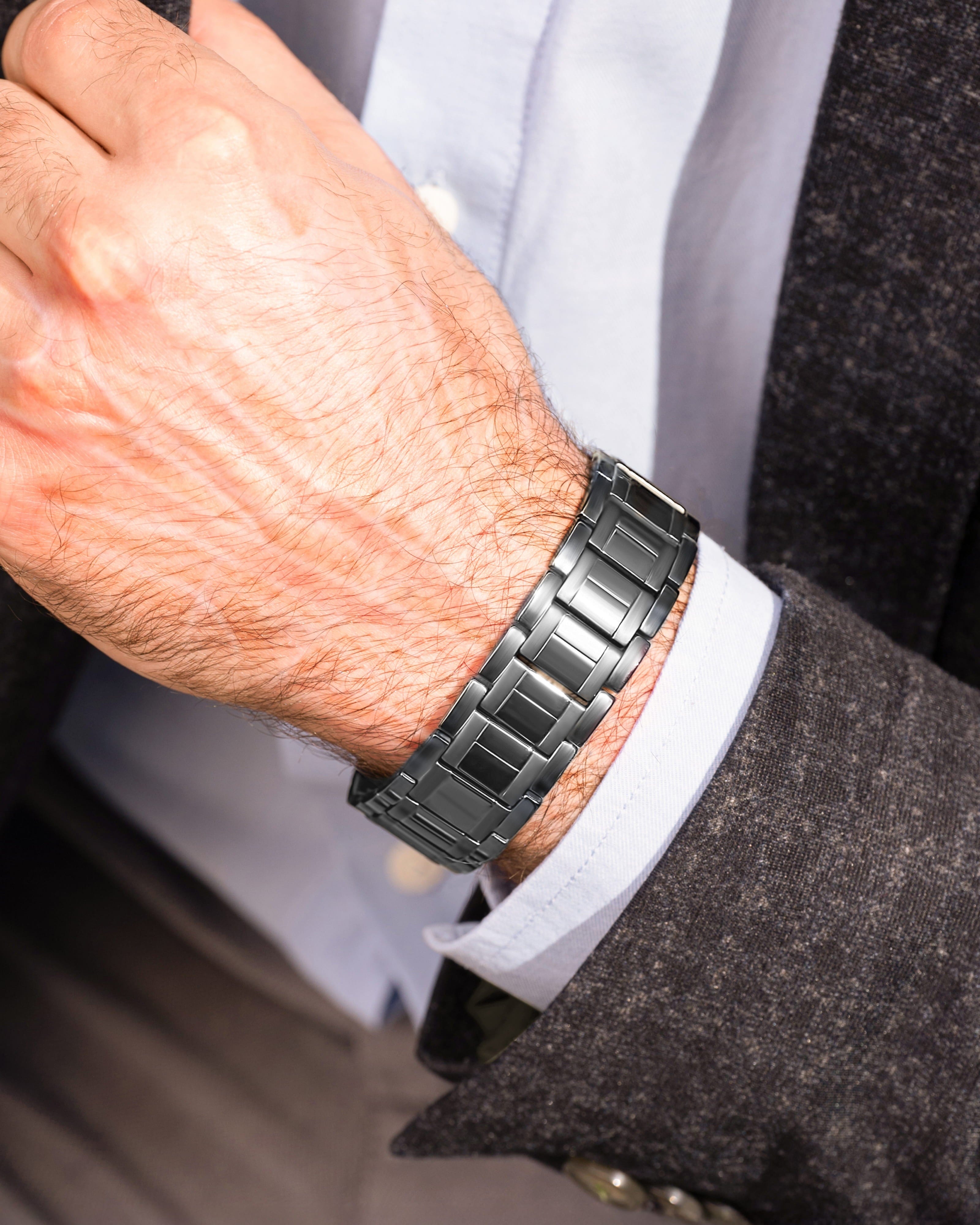 MagnetRX 3X Strength Titanium Magnetic Bracelet for Men – Gunmetal