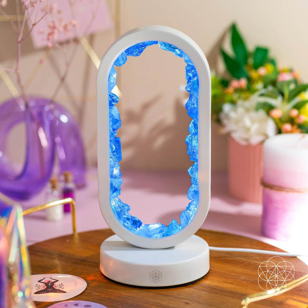 Blue Aura Quartz Oval Lamp