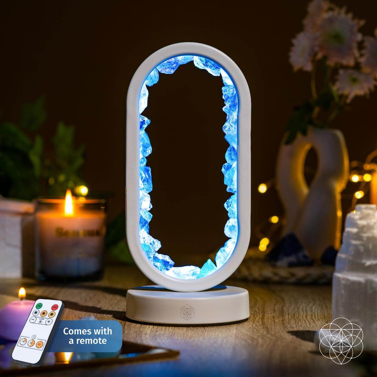 Blue Aura Quartz Oval Lamp