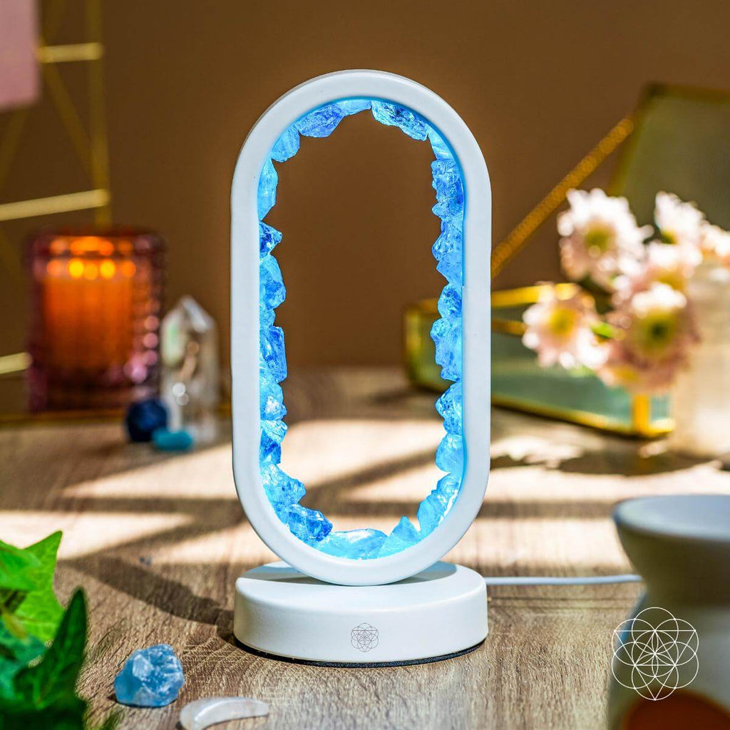 Blue Aura Quartz Oval Lamp