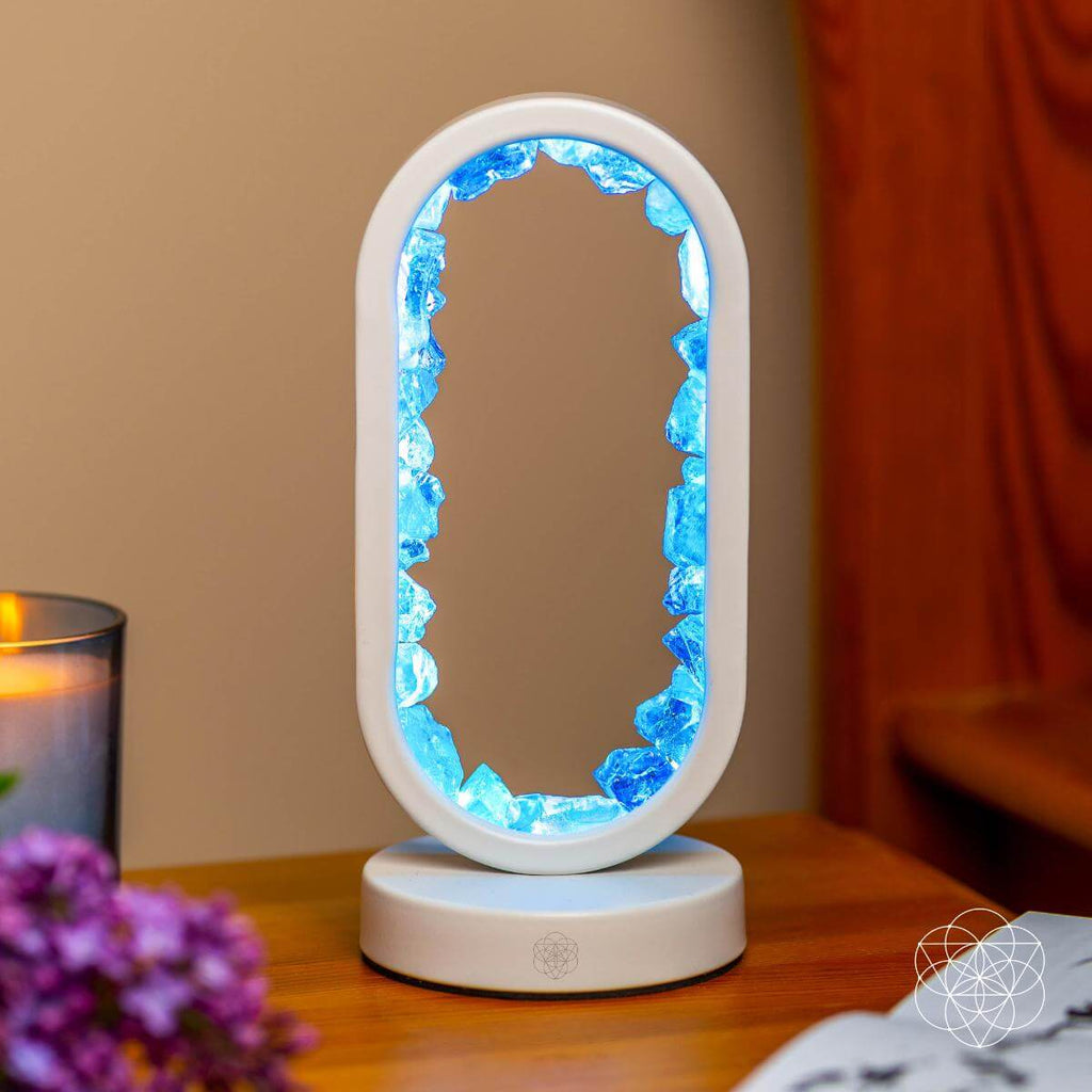 Blue Aura Quartz Oval Lamp