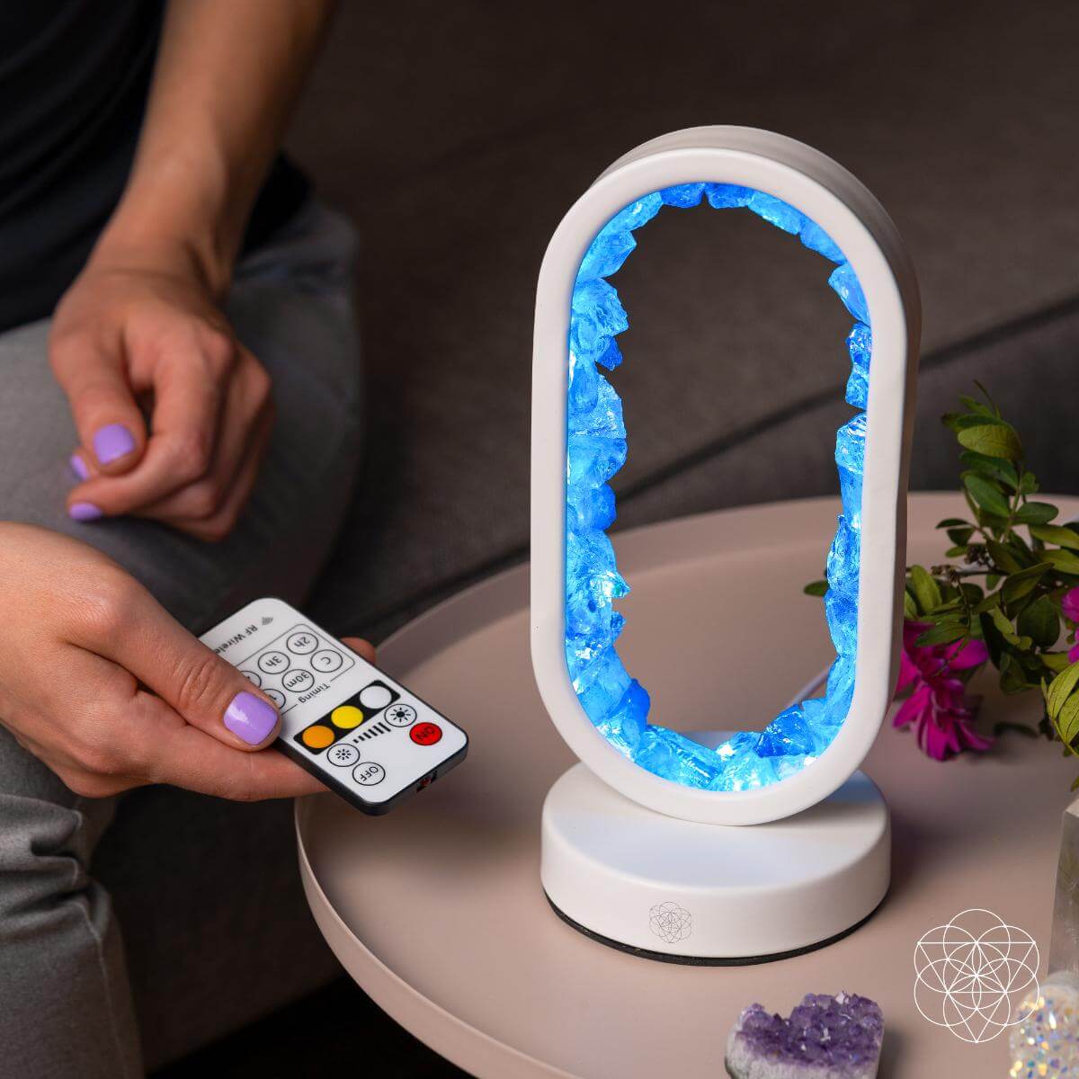 Blue Aura Quartz Oval Lamp