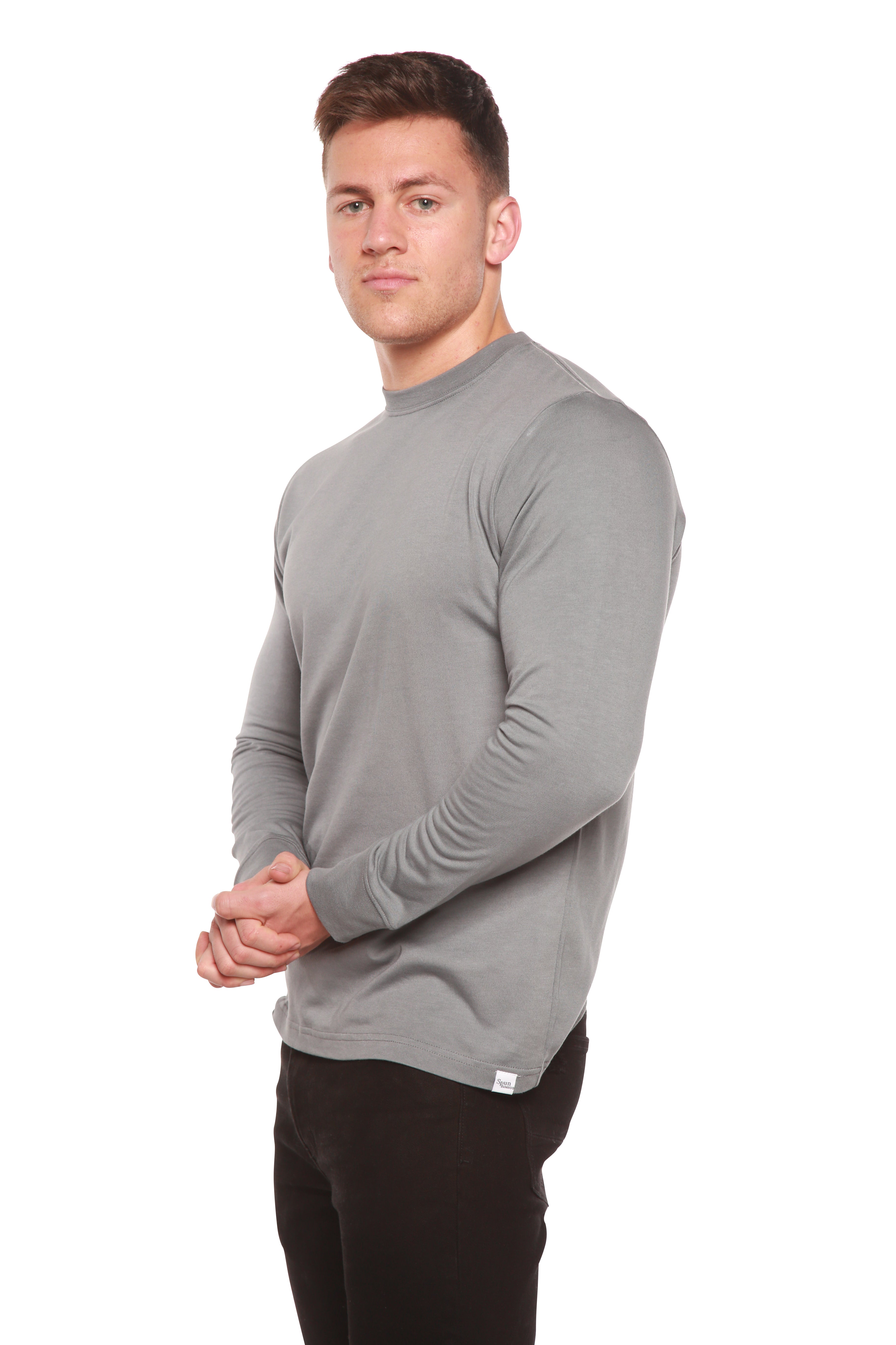 Spun Bamboo Men's Bamboo Viscose & Organic Cotton Long Sleeve Crew Neck T-Shirt