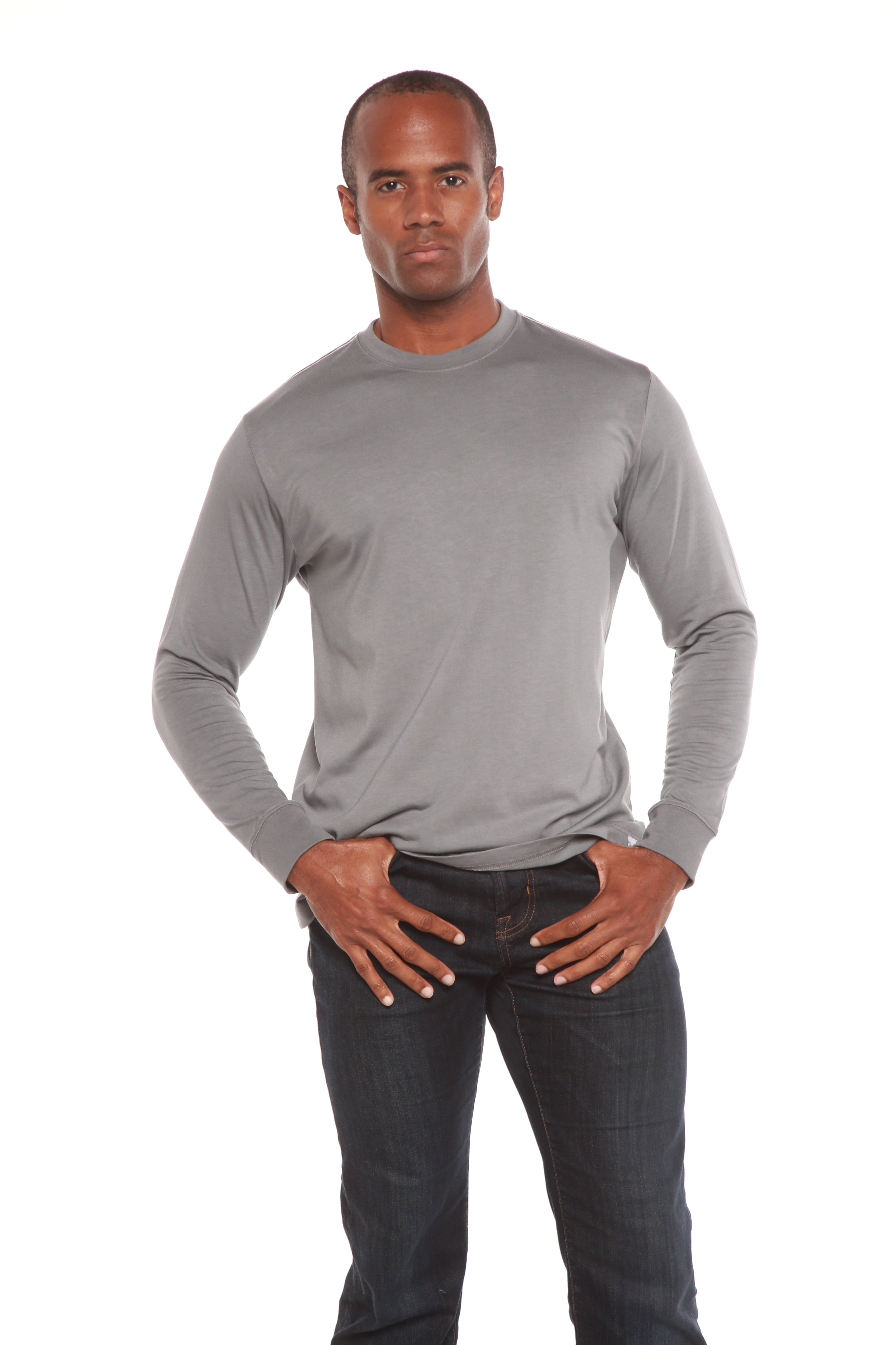 Spun Bamboo Men's Bamboo Viscose & Organic Cotton Long Sleeve Crew Neck T-Shirt