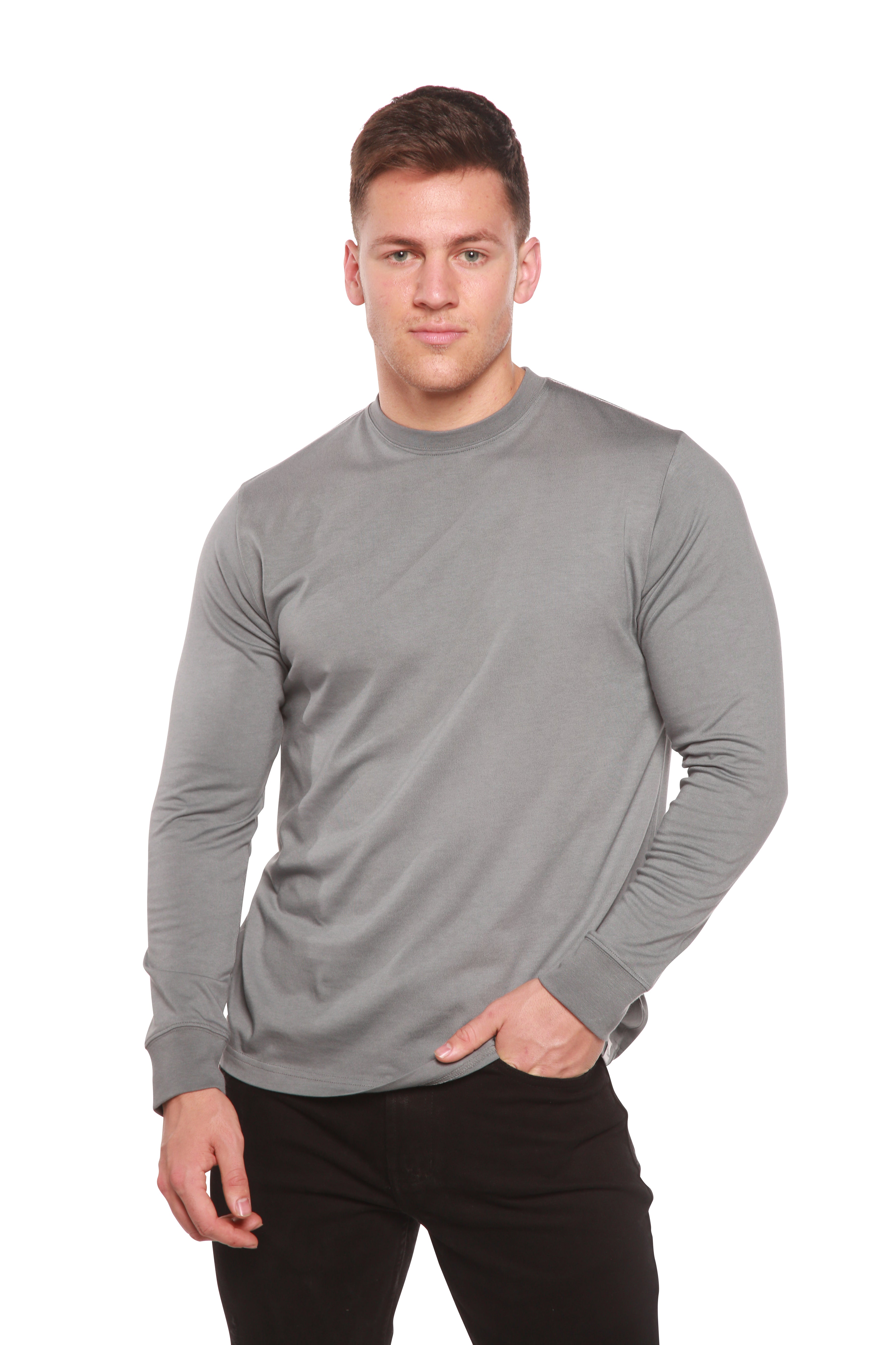 Spun Bamboo Men's Bamboo Viscose & Organic Cotton Long Sleeve Crew Neck T-Shirt