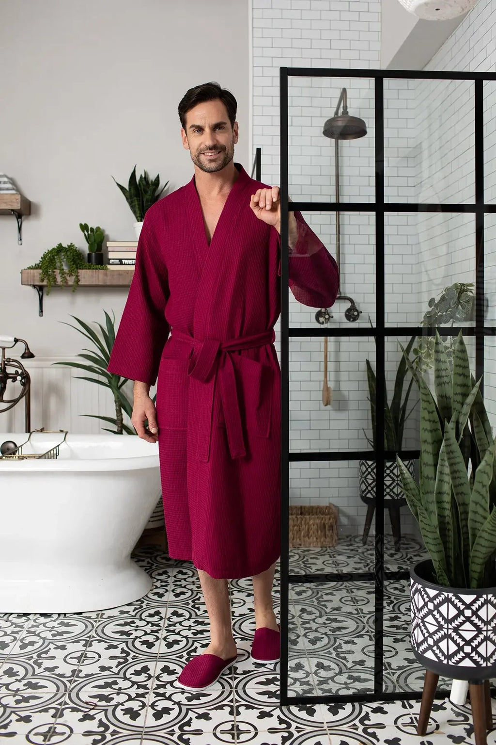 Waffle Spa Robe – Lightweight Quick-Dry Kimono Bath Robe