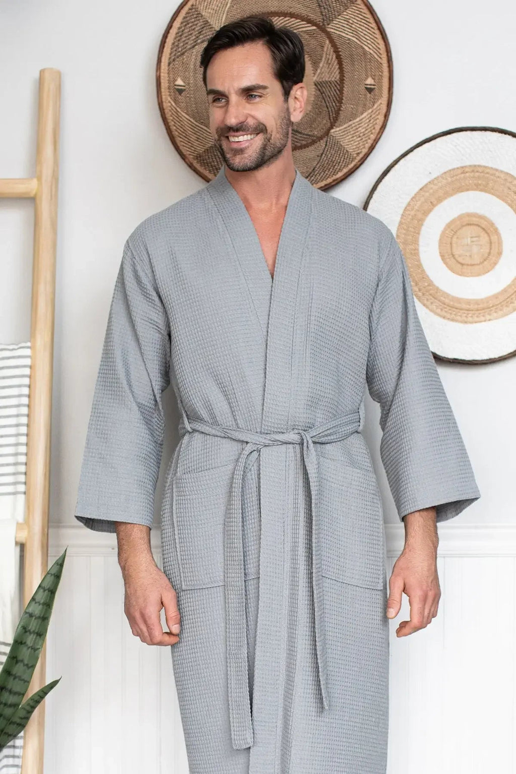 Waffle Spa Robe – Lightweight Quick-Dry Kimono Bath Robe