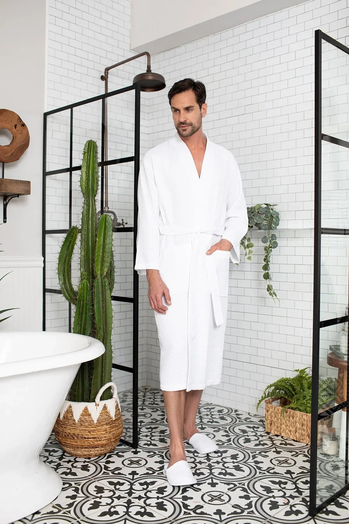 Waffle Spa Robe – Lightweight Quick-Dry Kimono Bath Robe