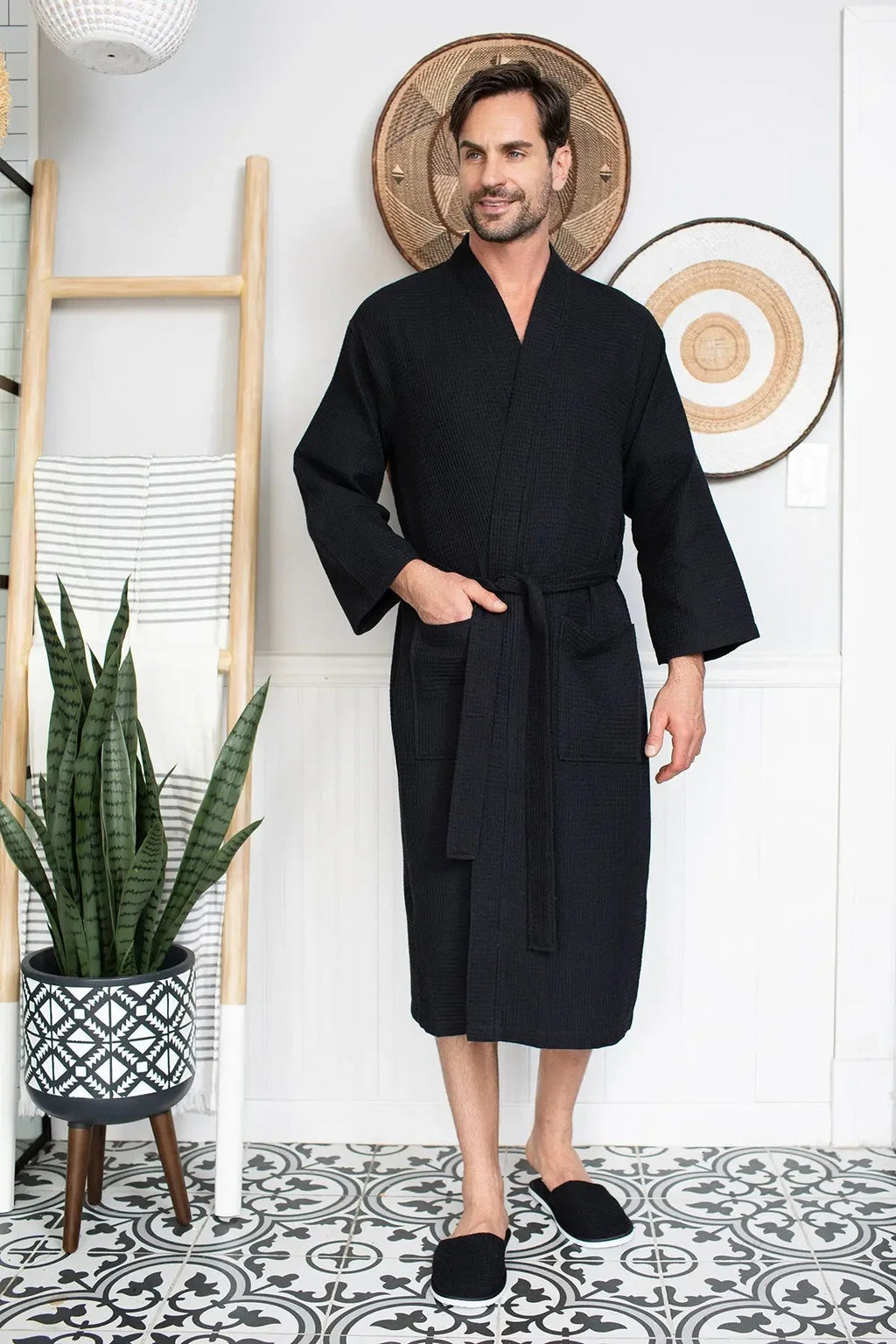 Waffle Spa Robe – Lightweight Quick-Dry Kimono Bath Robe