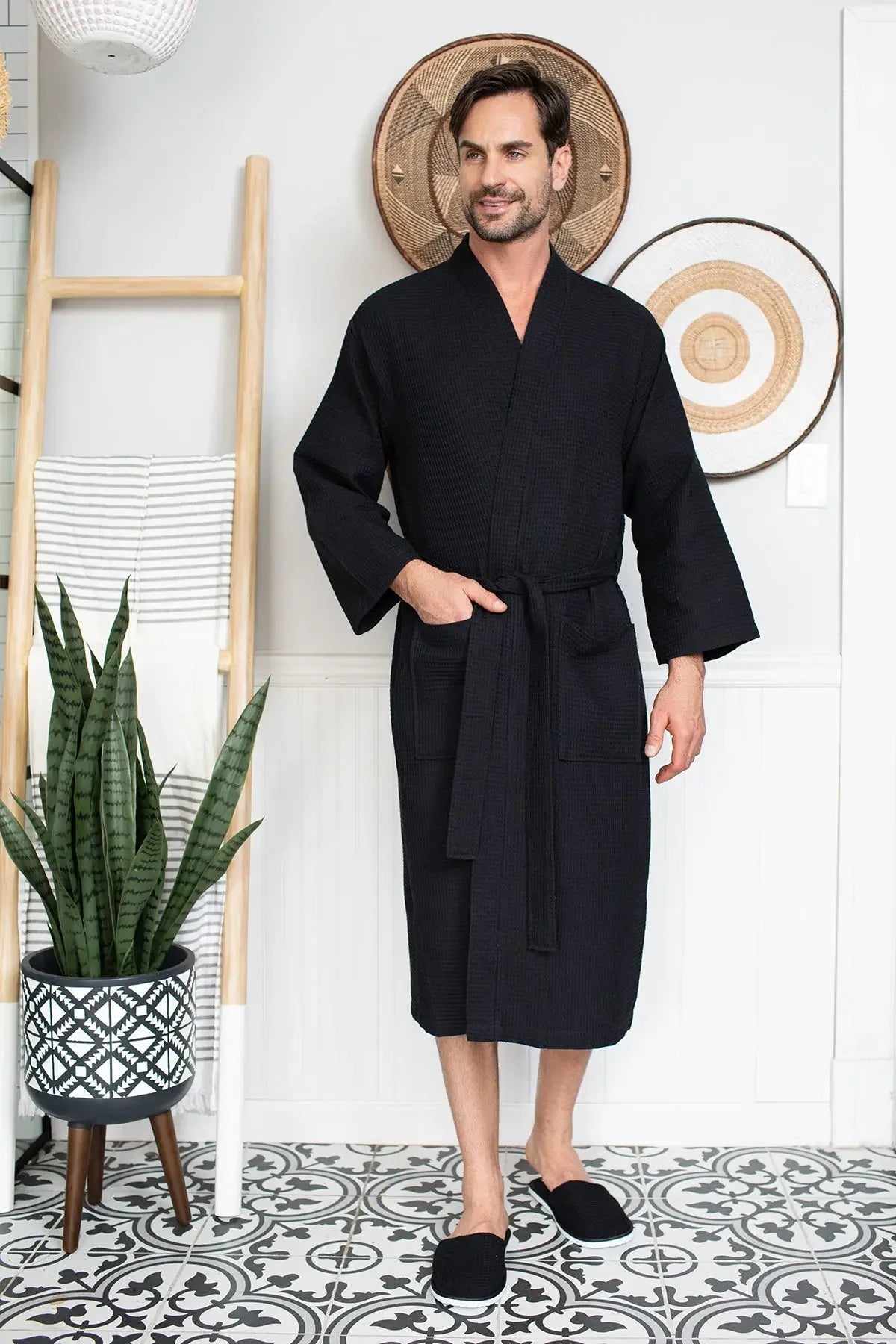 Waffle Spa Robe – Lightweight Quick-Dry Kimono Bath Robe