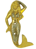 Brass Mermaid Wall Hook | Coastal Décor for Bath, Entryway & Patio