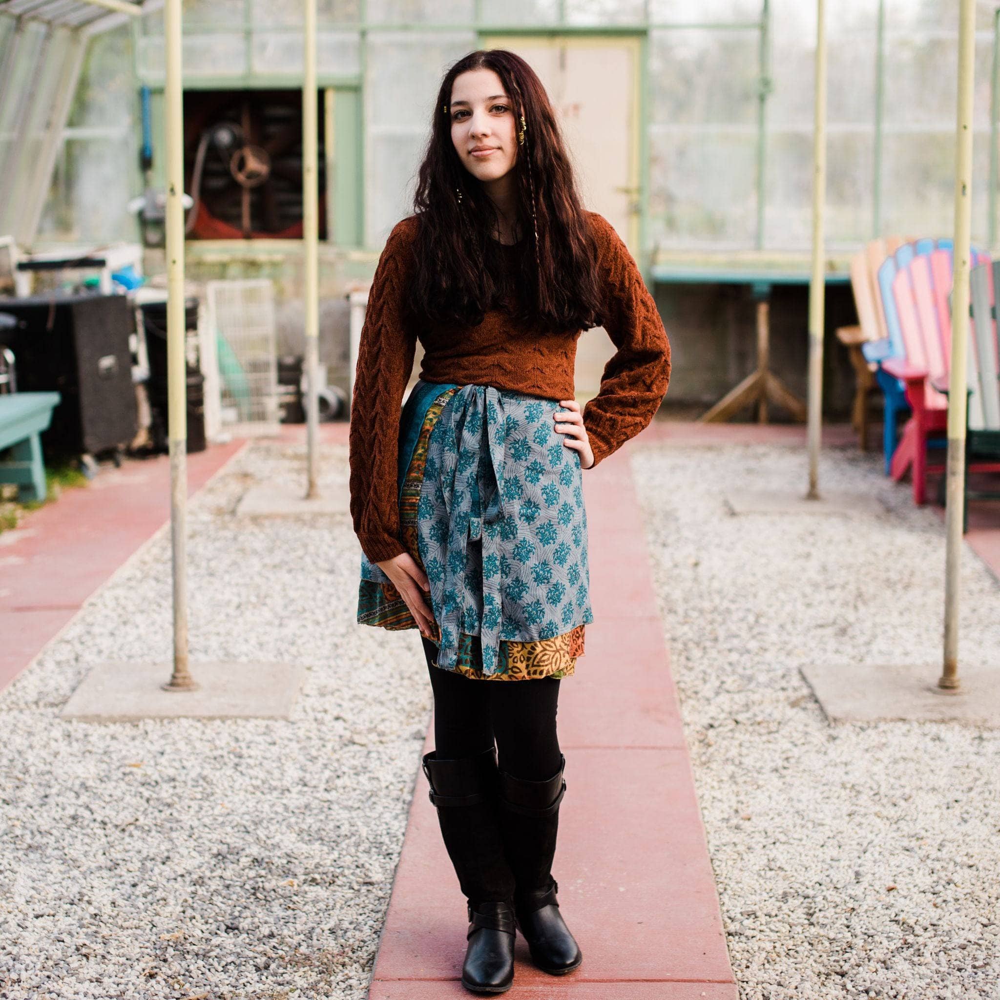 Knee-Length Mini Sari Wrap Skirts