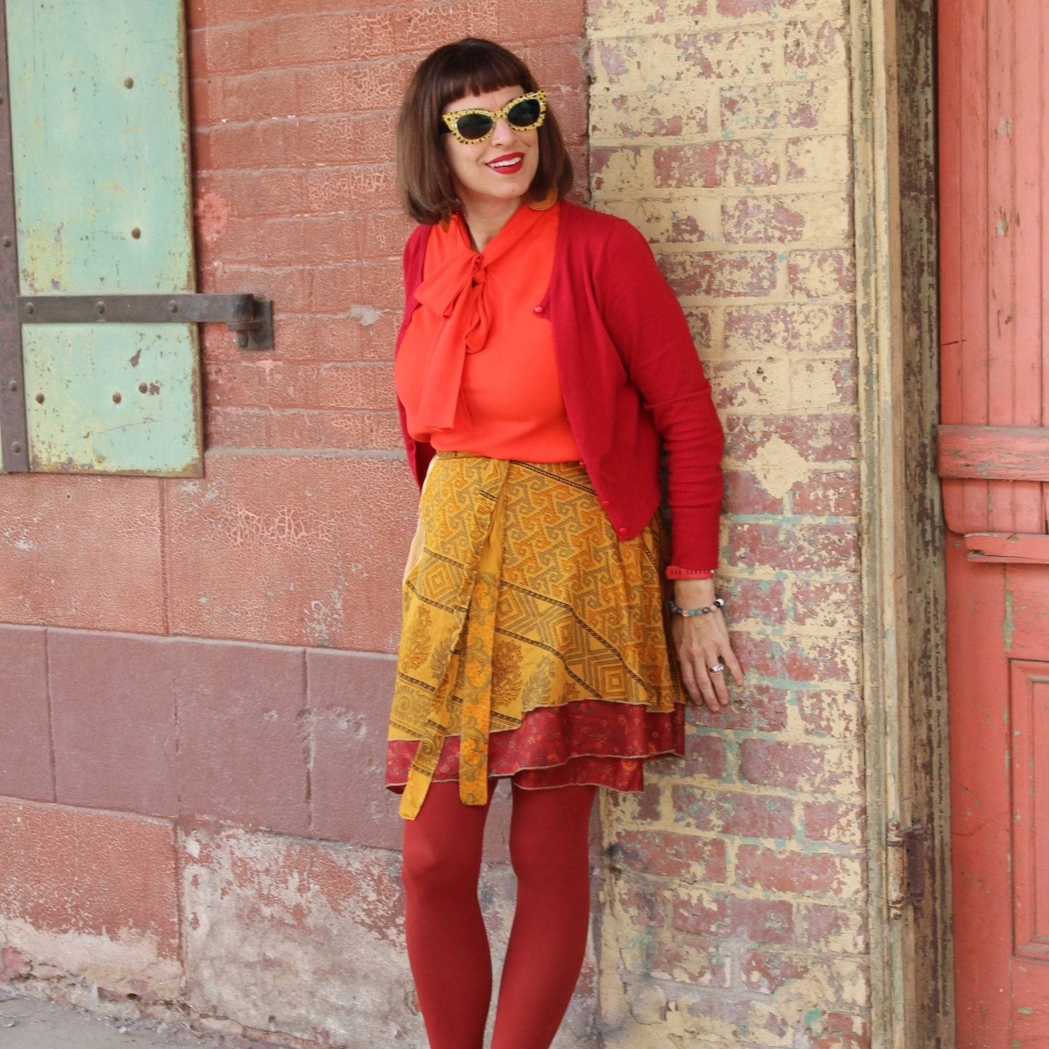 Knee-Length Mini Sari Wrap Skirts