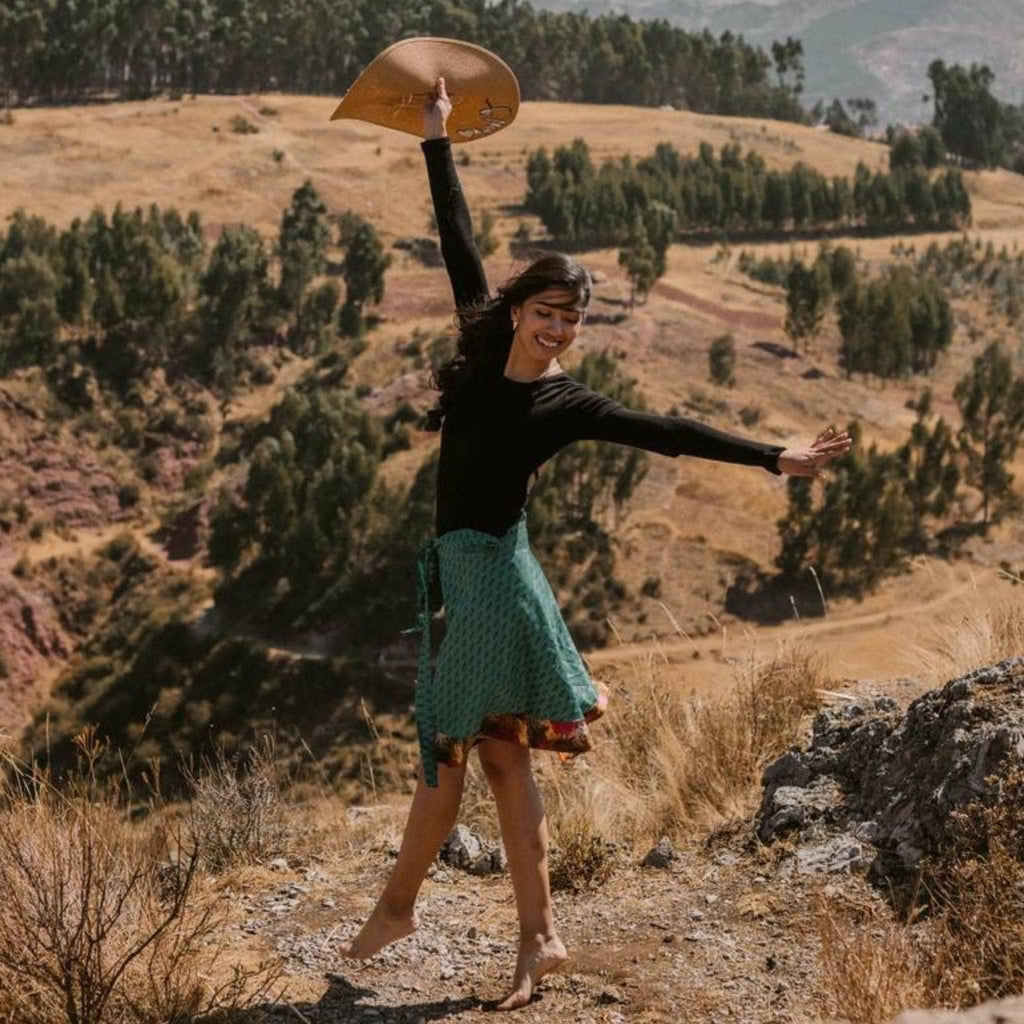 Knee-Length Mini Sari Wrap Skirts
