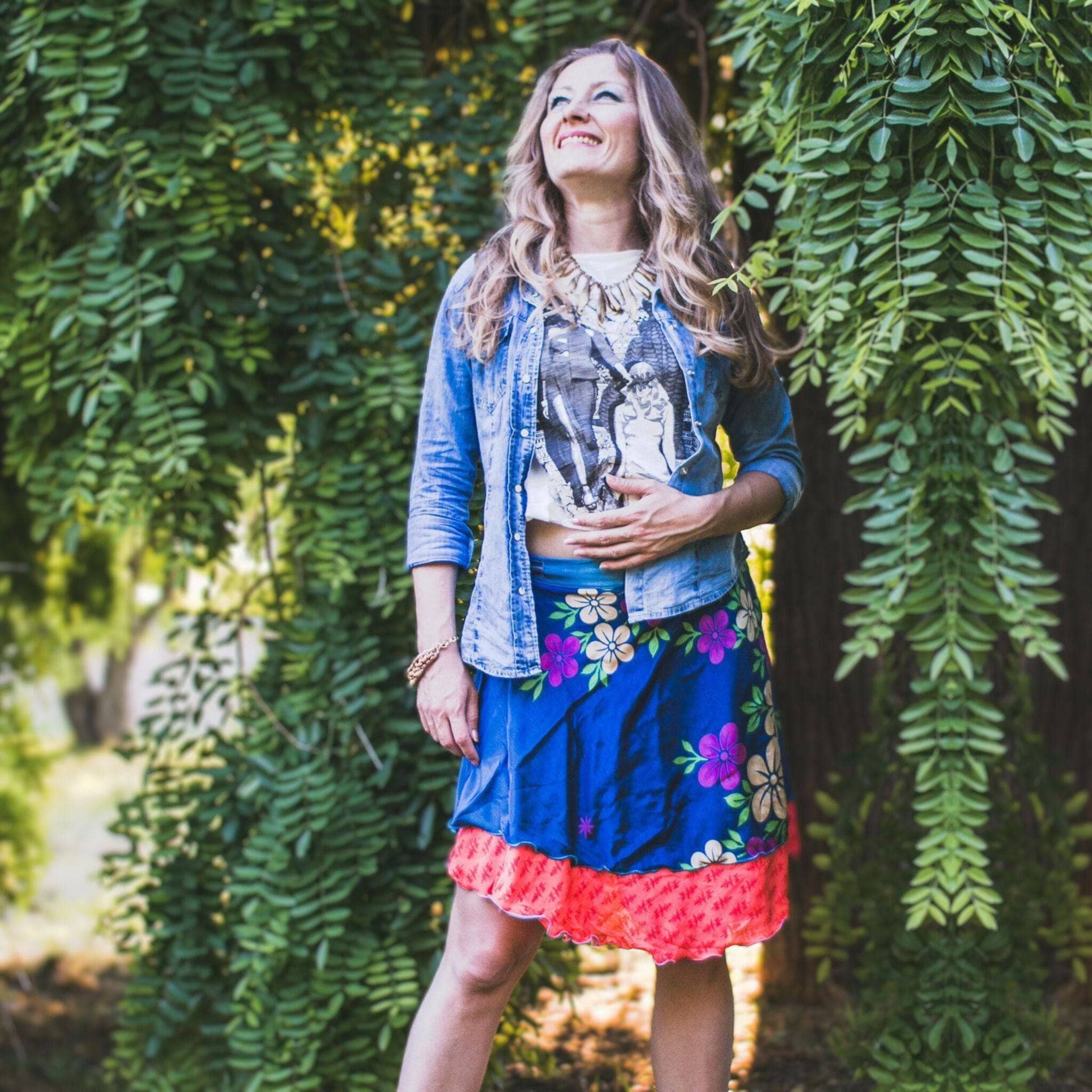 Knee-Length Mini Sari Wrap Skirts
