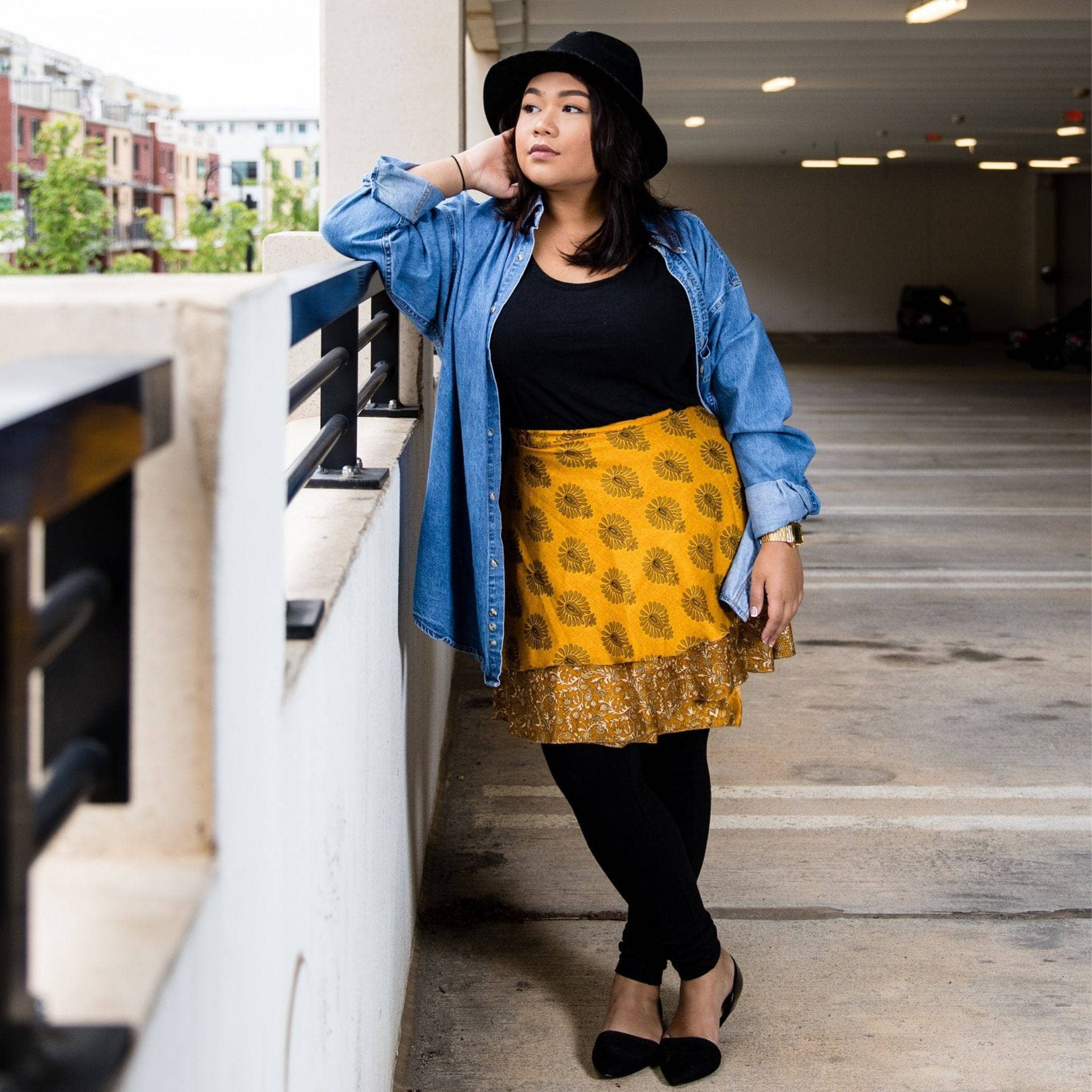 Knee-Length Mini Sari Wrap Skirts