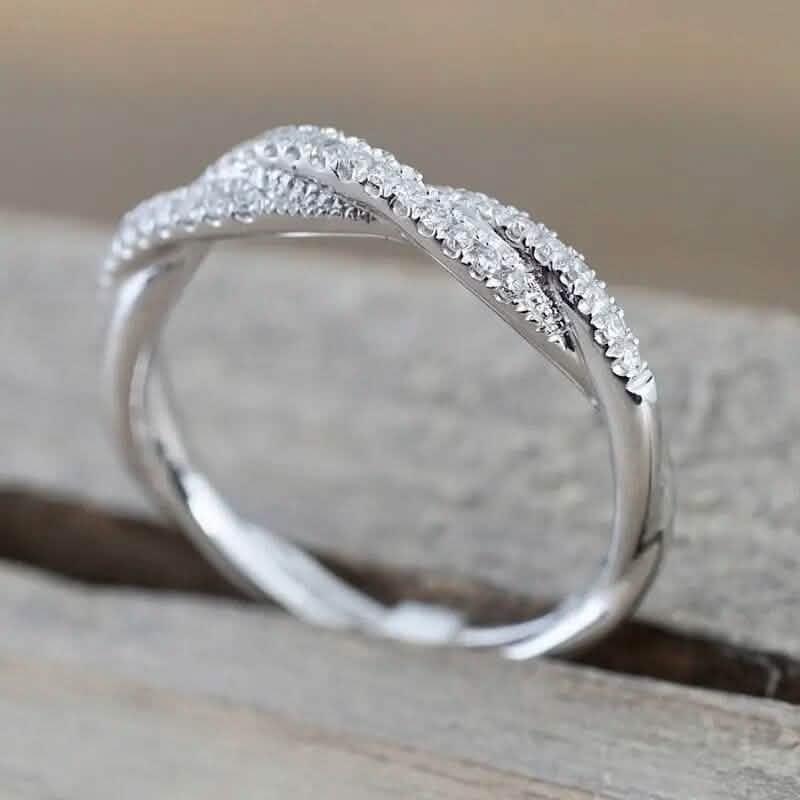 925 Silver-Plated Zirconia Twist Ring – Minimalist | Sizes 6–10 | Women's Stackable Ring