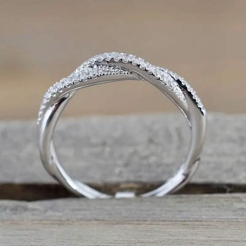 925 Silver-Plated Zirconia Twist Ring – Minimalist | Sizes 6–10 | Women's Stackable Ring