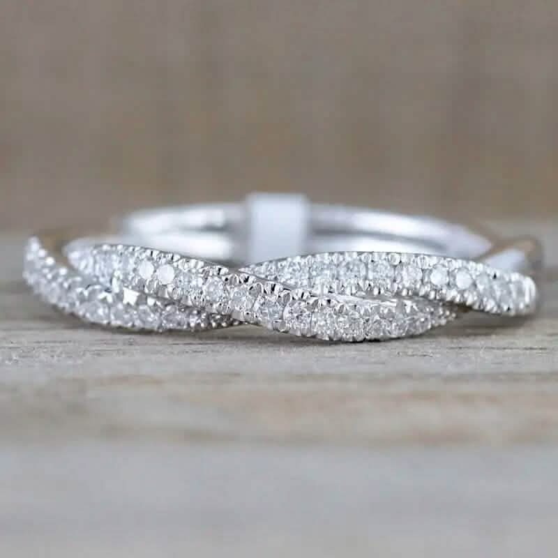 925 Silver-Plated Zirconia Twist Ring – Minimalist | Sizes 6–10 | Women's Stackable Ring