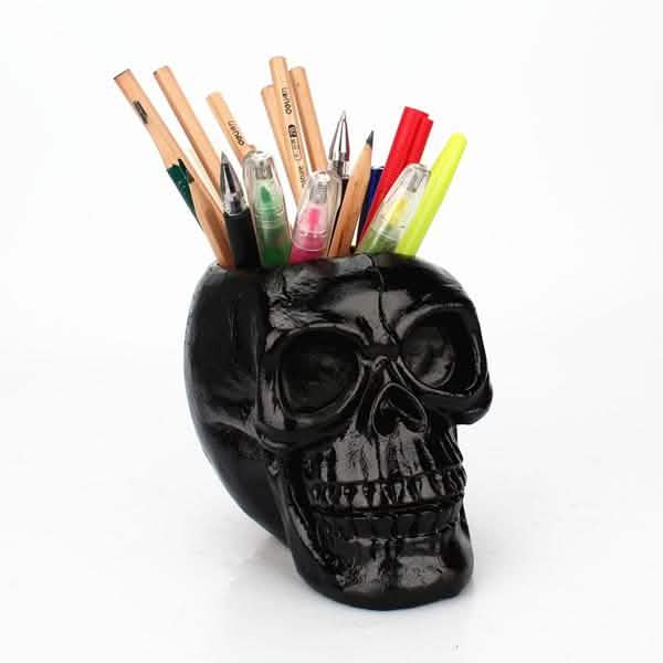 Skull Storage & Stationery Holder | Resin Desk Organizer, Planter & Candle Holder