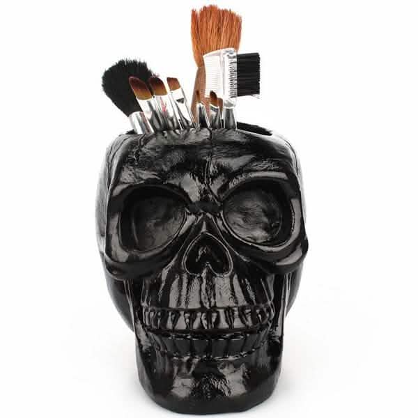 Skull Storage & Stationery Holder | Resin Desk Organizer, Planter & Candle Holder