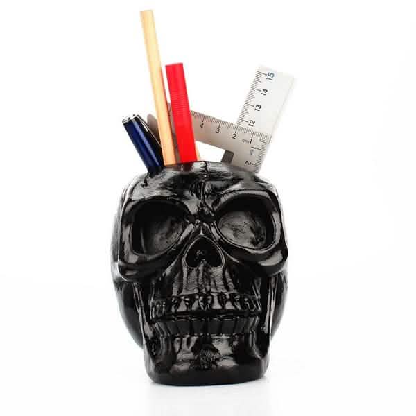 Skull Storage & Stationery Holder | Resin Desk Organizer, Planter & Candle Holder
