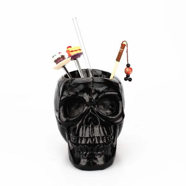Skull Storage & Stationery Holder | Resin Desk Organizer, Planter & Candle Holder