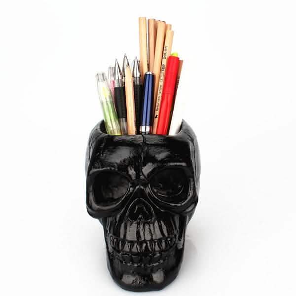 Skull Storage & Stationery Holder | Resin Desk Organizer, Planter & Candle Holder