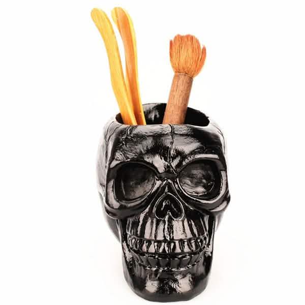 Skull Storage & Stationery Holder | Resin Desk Organizer, Planter & Candle Holder