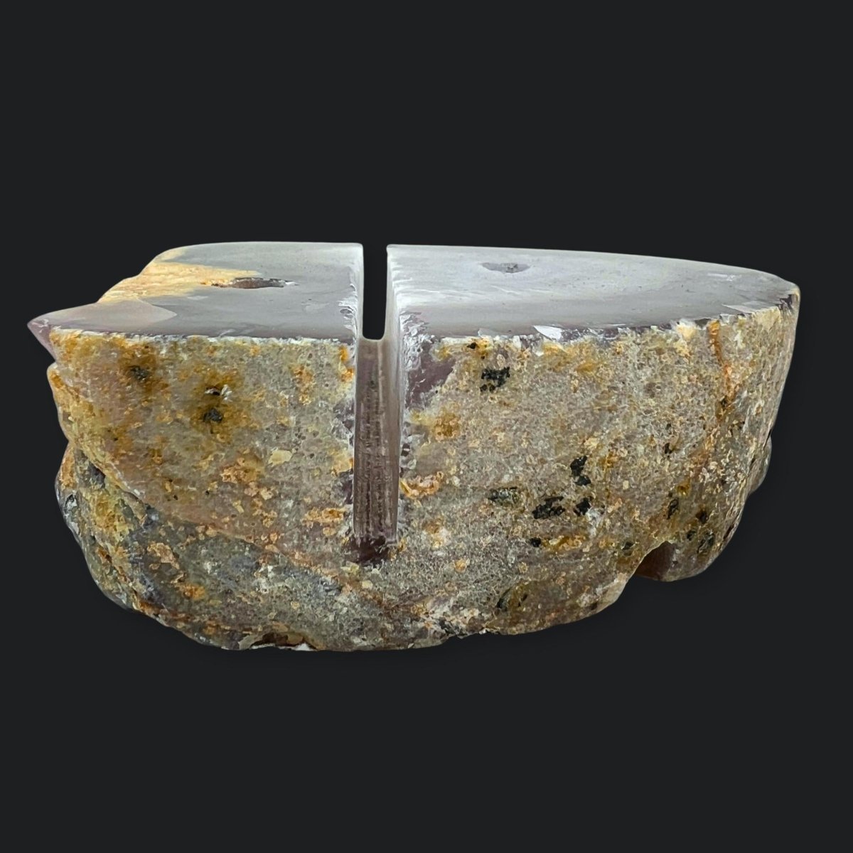 Natural Agate Geode Pen & Card Holder | One-of-a-Kind Gemstone Desk Decor, 3–5"