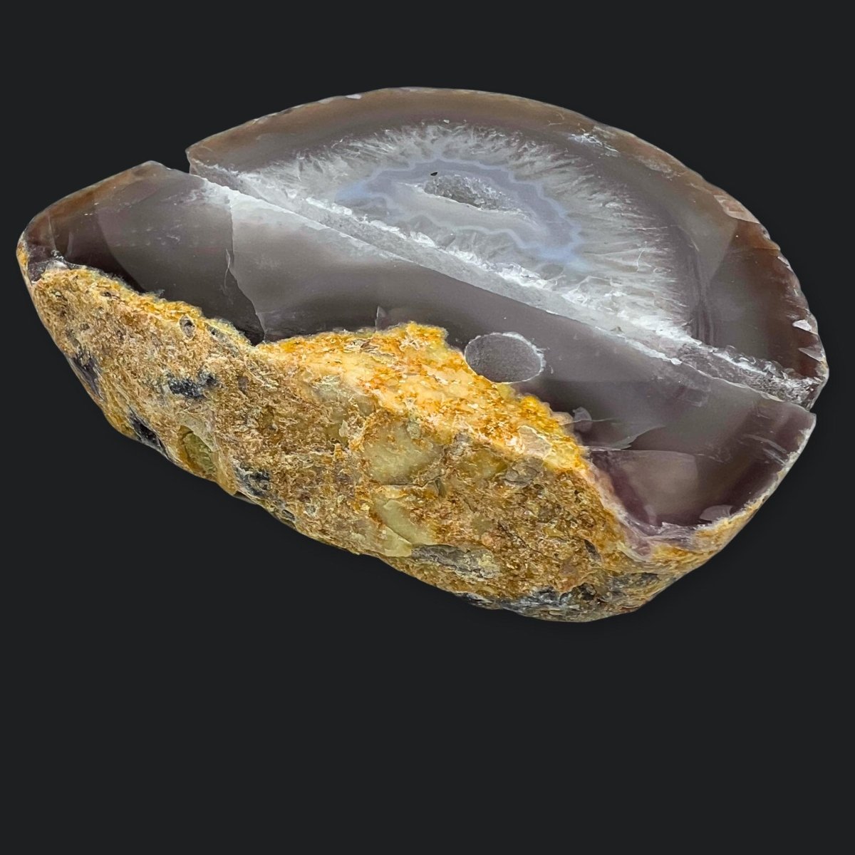 Natural Agate Geode Pen & Card Holder | One-of-a-Kind Gemstone Desk Decor, 3–5"