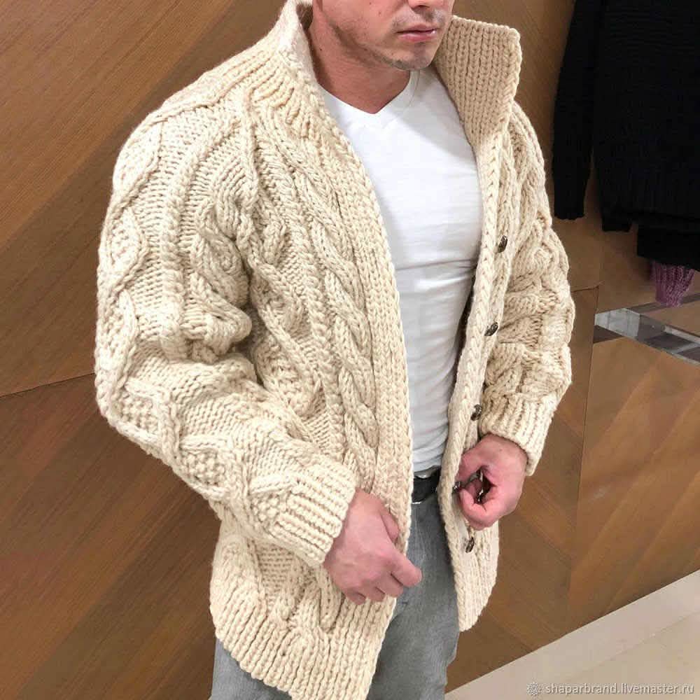 Men's Turtleneck Sweater Cardigan – Cotton Wool Blend