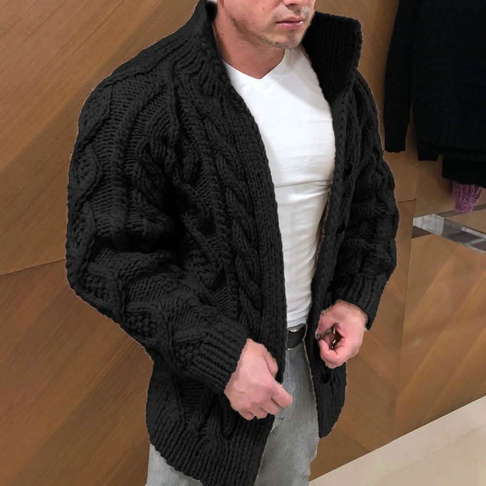 Men's Turtleneck Sweater Cardigan – Cotton Wool Blend