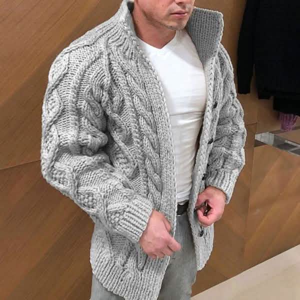 Men's Turtleneck Sweater Cardigan – Cotton Wool Blend