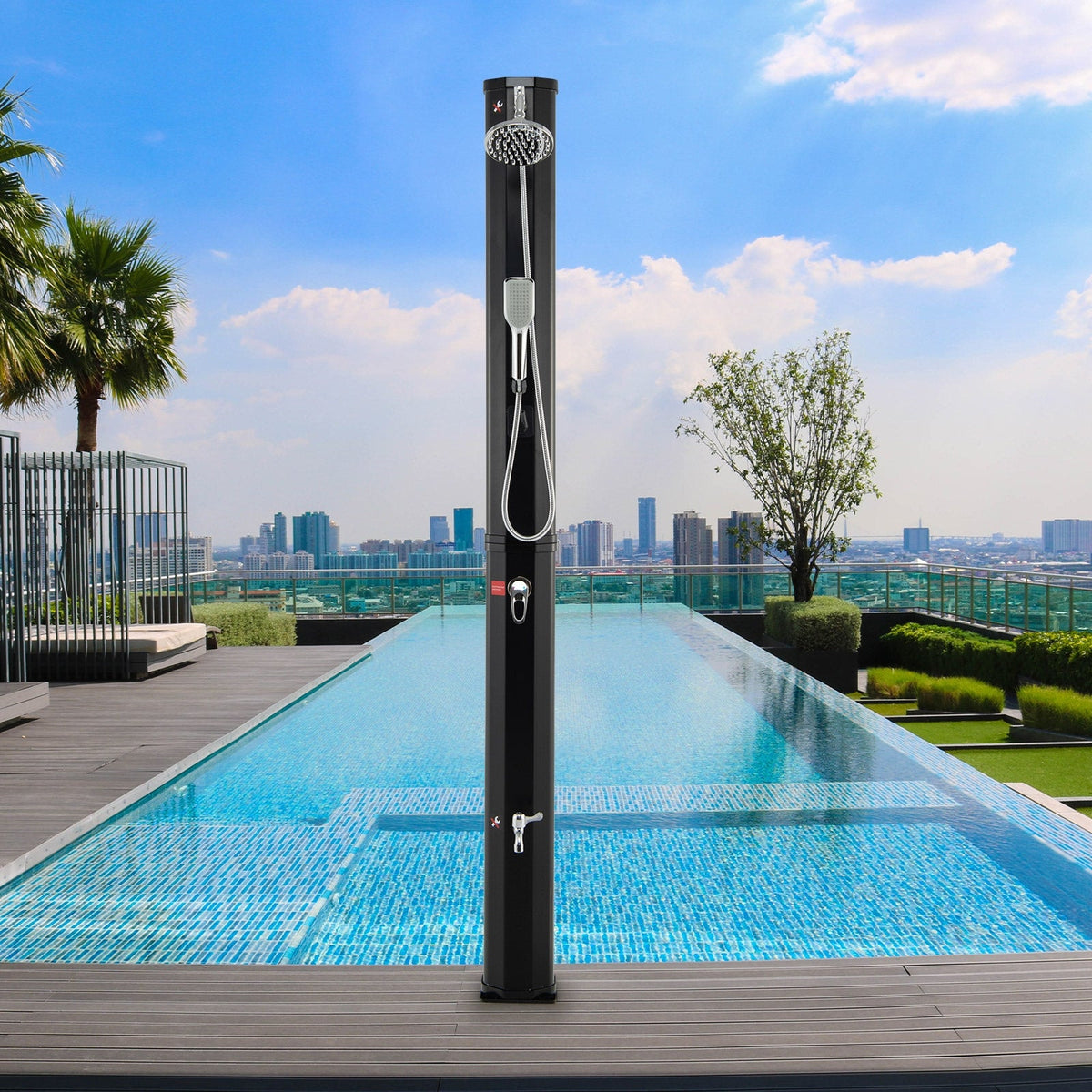 Solar Heated Outdoor Shower with Rain Head & Handheld Wand