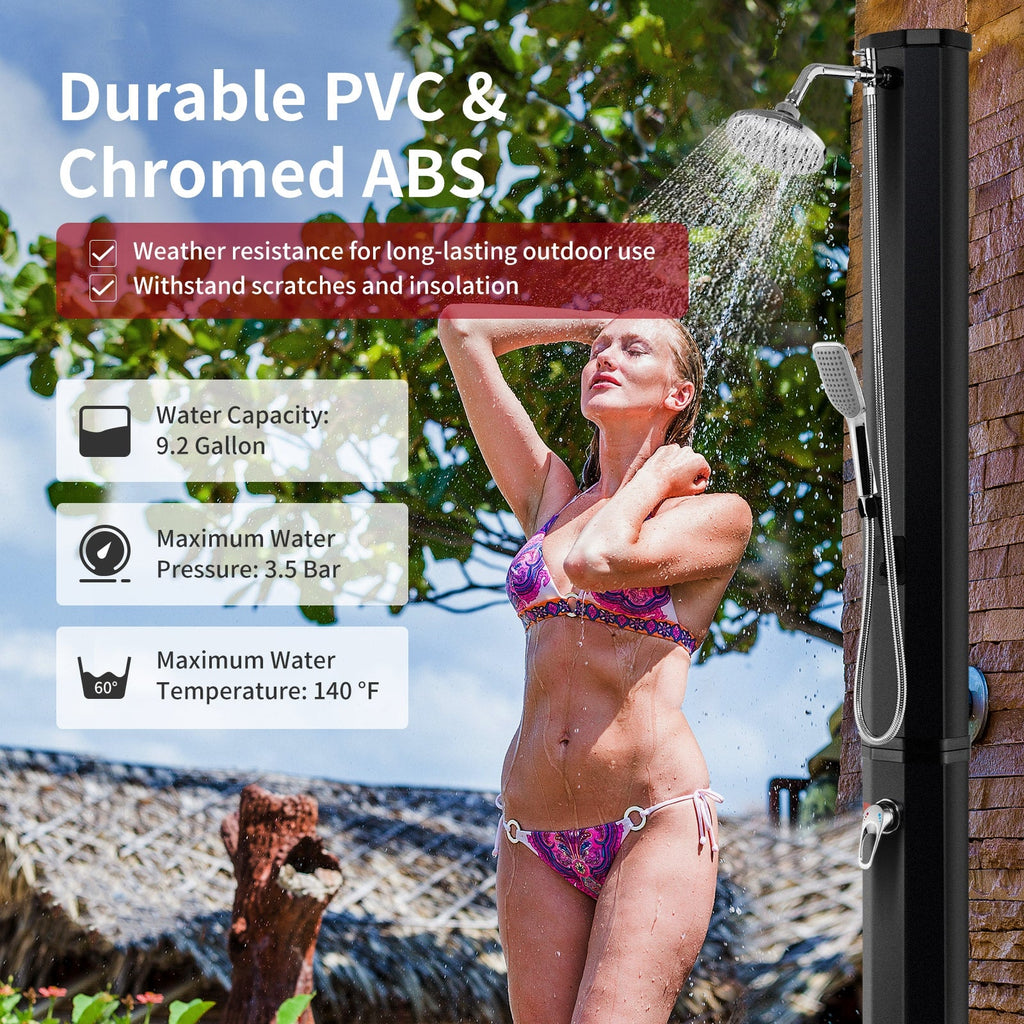 Solar Heated Outdoor Shower with Rain Head & Handheld Wand