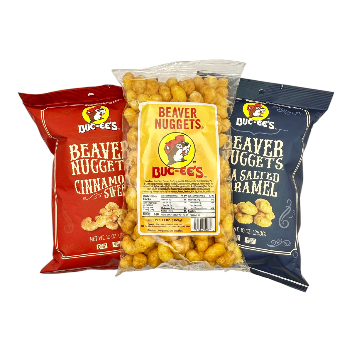 Buc-ee's Beaver Nuggets Variety 3-Pack – Original, Sea Salted Caramel & Cinnamon Sweet