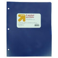 2-Pocket Plastic Folder – Durable 3-Hole Punch, Blue