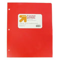 2-Pocket Plastic Folder – Durable 3-Hole Punch, Red