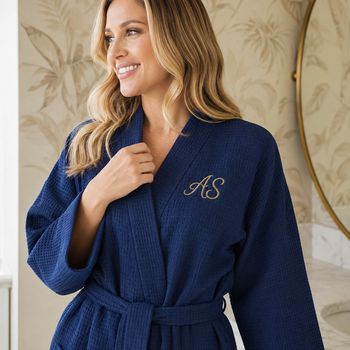 Knee-Length Waffle Robe