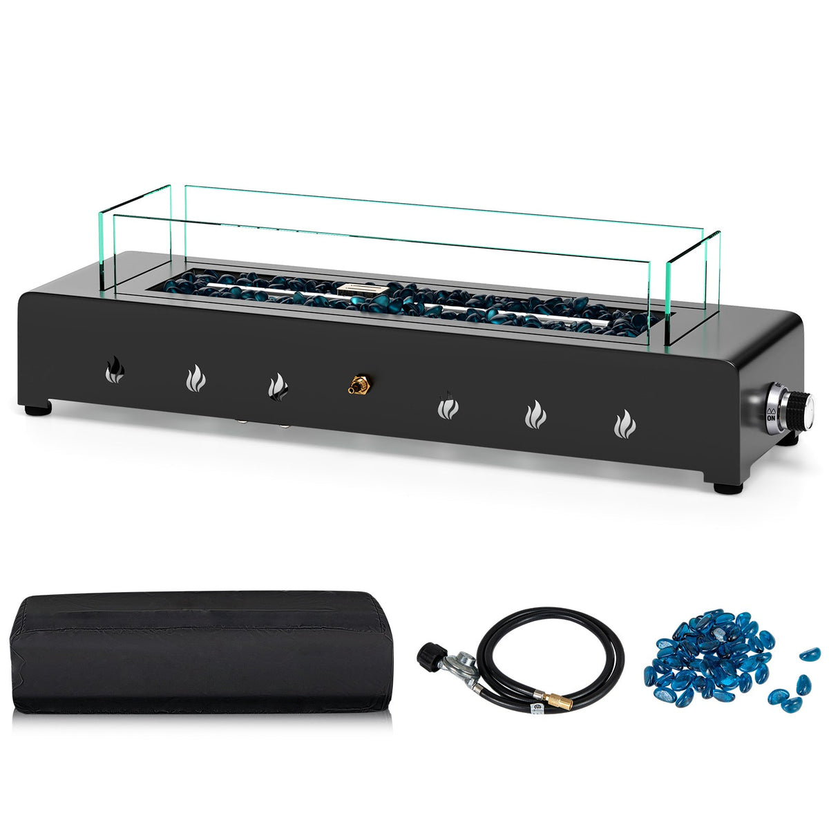 Portable Propane Tabletop Fire Pit with Wind Guard