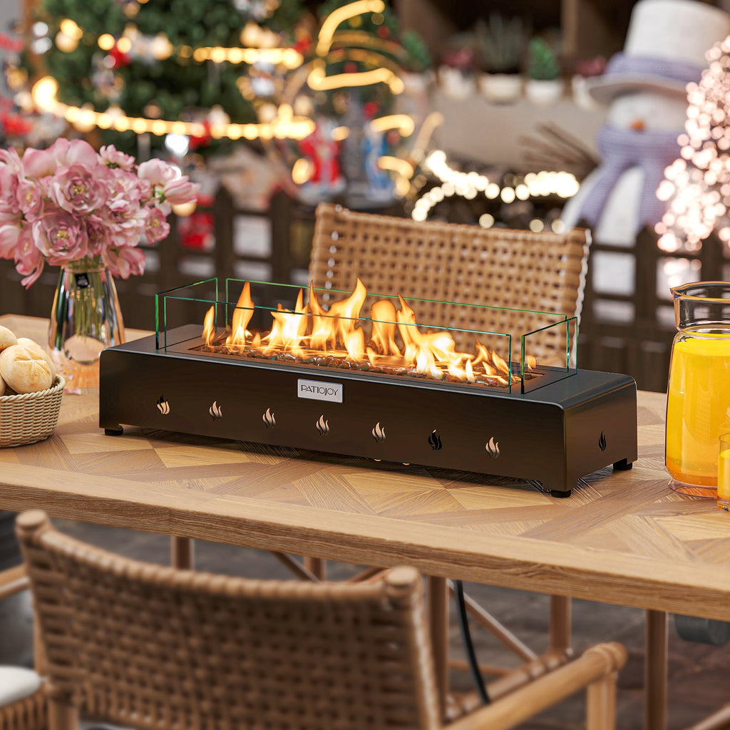 Portable Propane Tabletop Fire Pit with Wind Guard