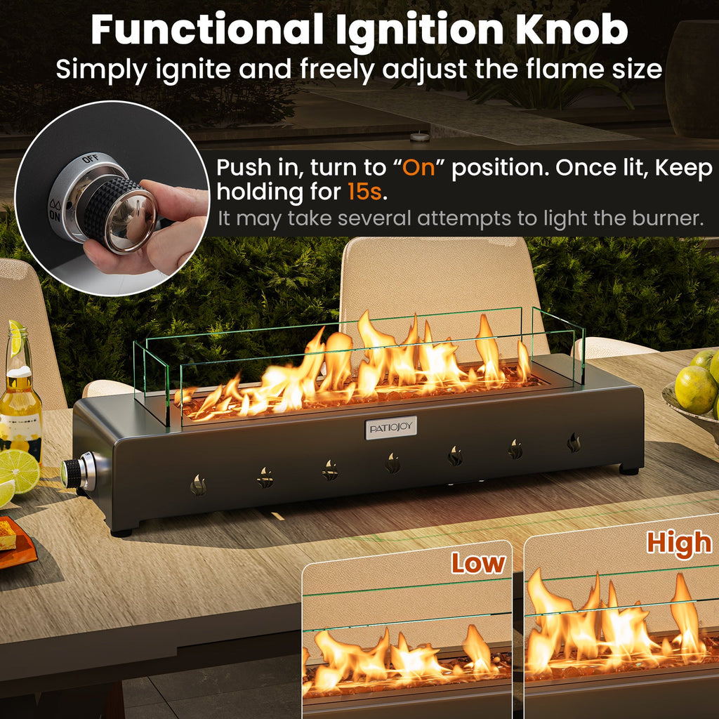 Portable Propane Tabletop Fire Pit with Wind Guard